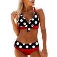 thumbnail image 1 of Hirigin Women Two Piece Bikini Sets Big Dot Print Swimwear Triangle Bathing Suit Cutout Halter Bandage Swimsuit, 1 of 6