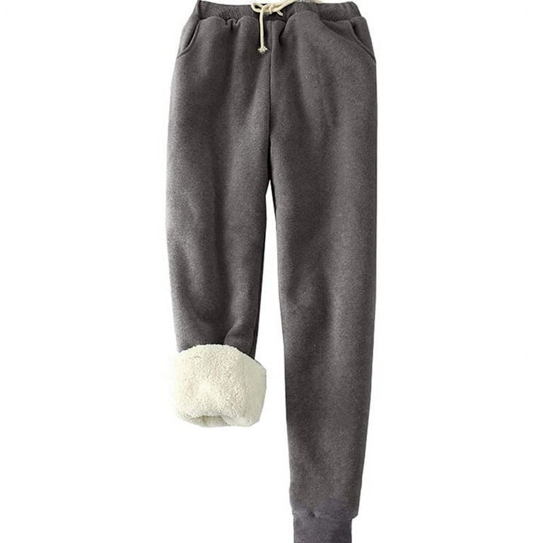 Hirigin Women Warm Fleece Lined Sweatpants Thick Track Pants Sherpa Pants  Cotton Joggers With Pockets