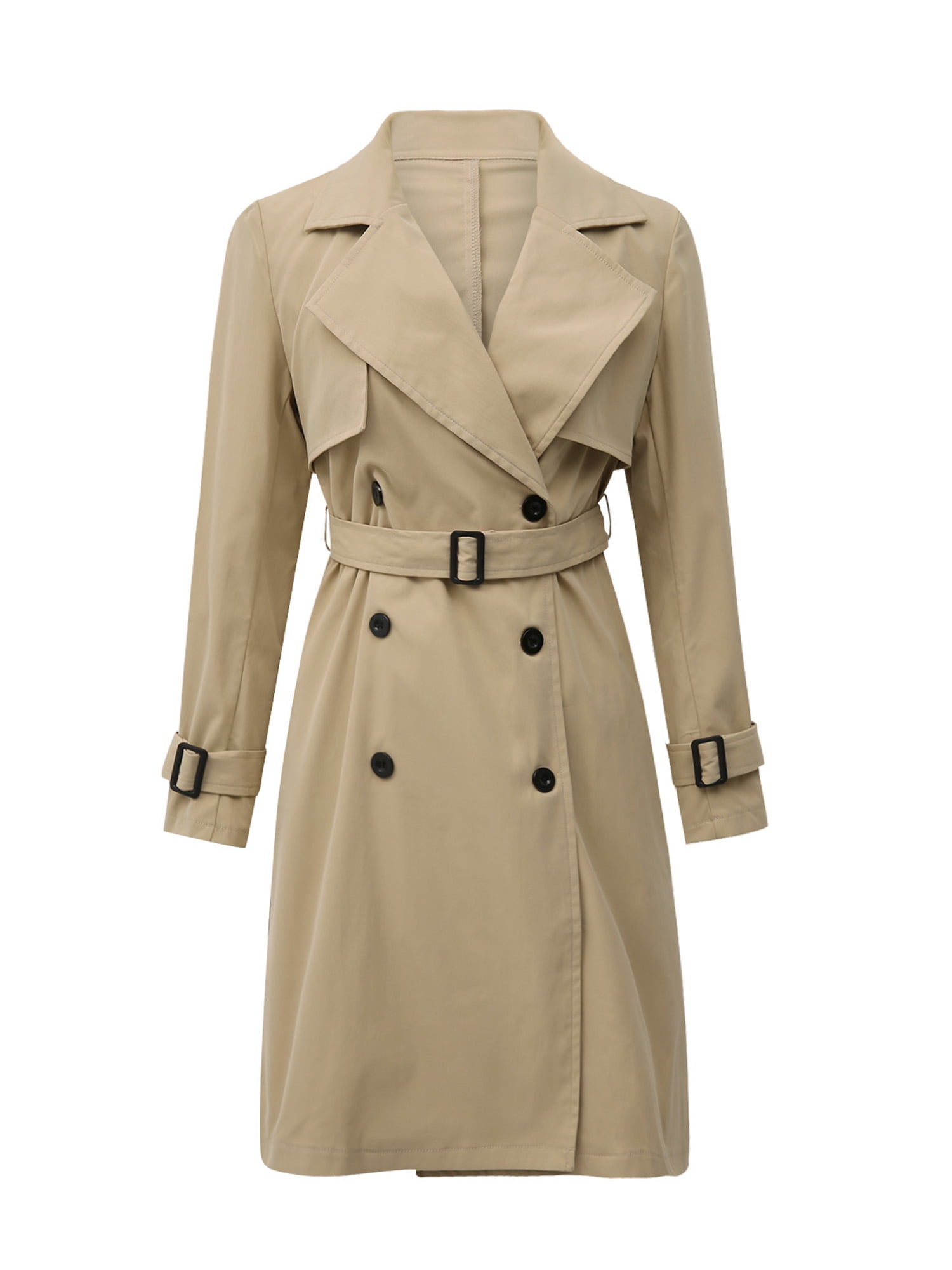 Hirigin Women's Double Breasted Trench Coats Mid-Length Hirigin Women's Double Breasted Trench Coats Mid-Length