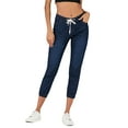 thumbnail image 1 of Hirigin Women' s Mid Rise Skinny Jeans Drawstring Elastic Waist Denim Pants Female Casual Jeans, 1 of 4