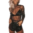 thumbnail image 1 of Hirigin Women's Sexy See Through Shirts Mesh Tops Long Sleeve Turtleneck Neck Sheer Blouse, 1 of 6