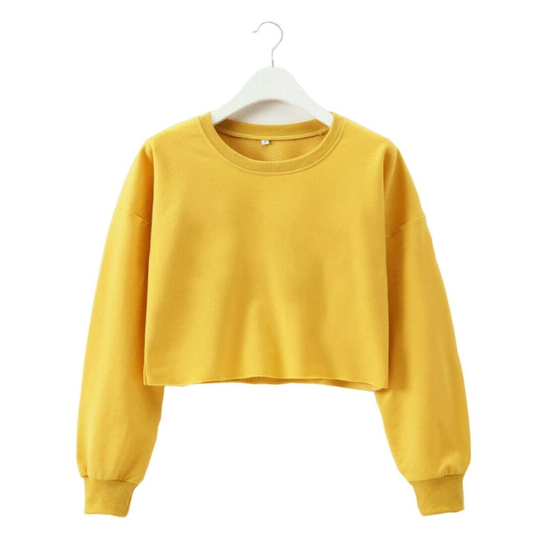 Yellow sweatshirt sales crop top