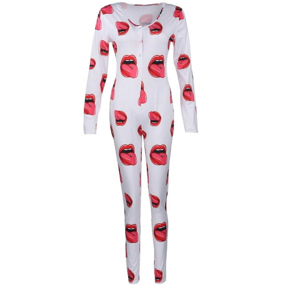 Hirigin Womens One Piece Sleepwear Cartoons Print Pajamas Jumpsuit Rompers