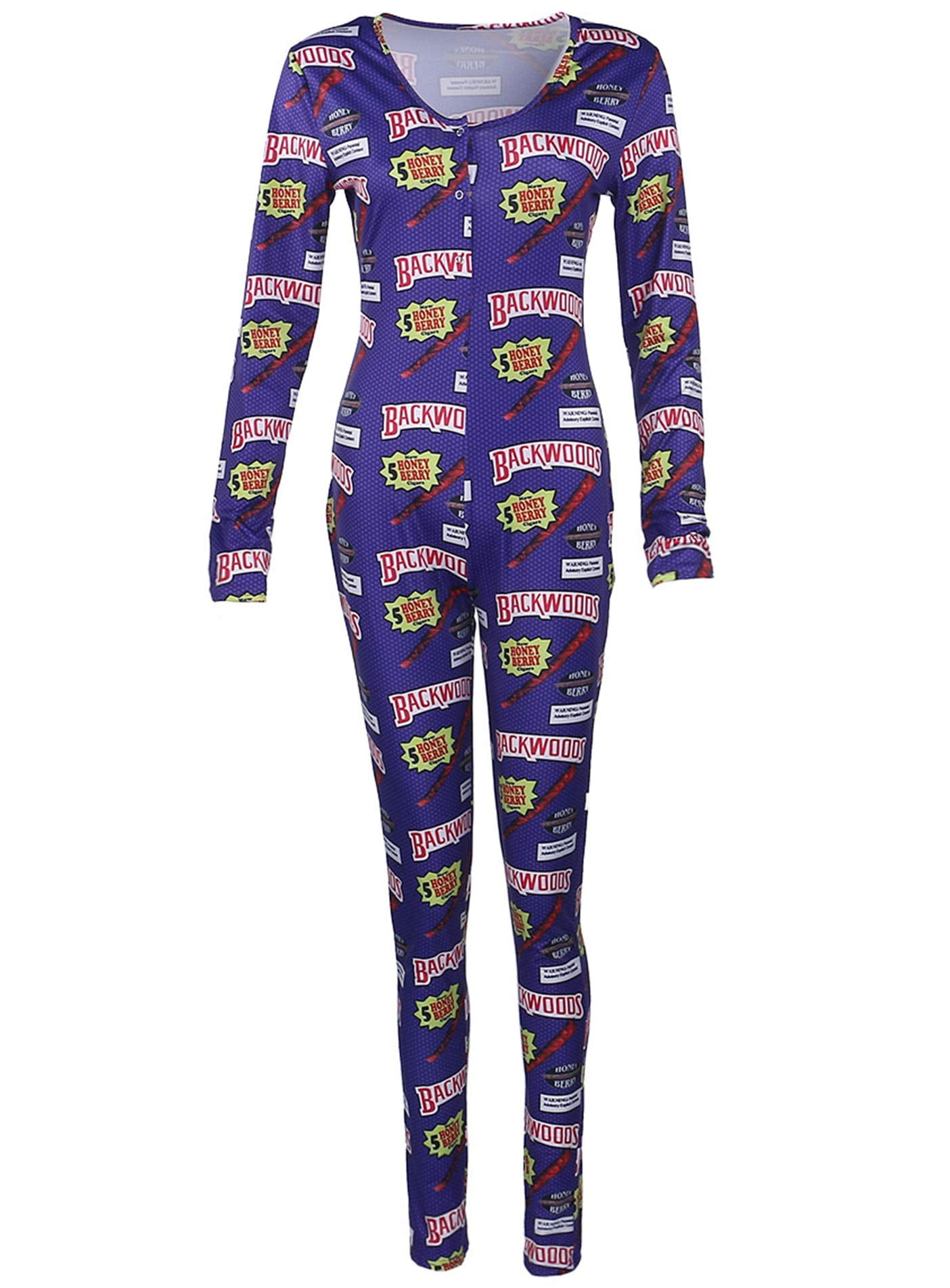 Hirigin Womens One Piece Sleepwear Cartoons Print Pajamas Jumpsuit