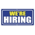 thumbnail image 1 of We Are Hiring 13 oz Heavy Duty Vinyl Banner Outdoor/Indoor Help Wanted Sign for Business, Storefront with Metal Grommets, Single-Sided (3x5 ft, Bl & Ye & Wh), 1 of 6