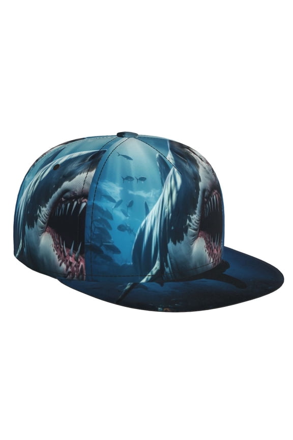 3D Realistic Shark for Baseball Cap Men Cap Flat Brim for Men Women Teens Adjustable Baseball Cap