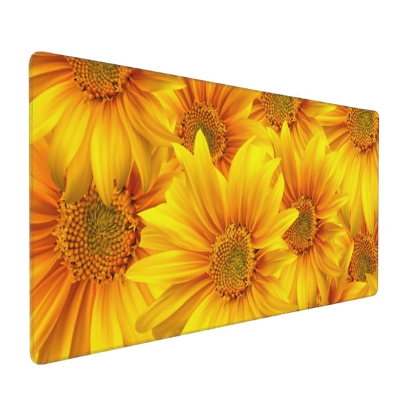 Hirioo 3D Sunflowers for Mouse Pad ,Anti-Slip Base, Durable Stitched Edges, Perfect for Gaming, Office, and Home Use,16x35.5in
