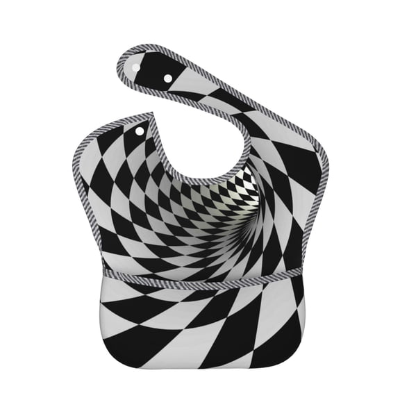 Hirioo 3D Vortex Illusion for Baby Waterproof Pocket Bib Adjustable Closed for Babies Toddlers with Large Pocket 6-24Months