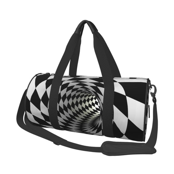 Hirioo 3D Vortex Illusion for Round Large Capacity Travel Luggage Bag Weekend Getaway Bag for Gym Beach Swim Bag Men Women
