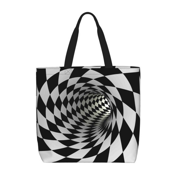 Hirioo 3D Vortex Illusion for Tote Bag for Women, Quilted Shoulder Bag with Zipper, Large Capacity Handbags for Casual, Travel, Work