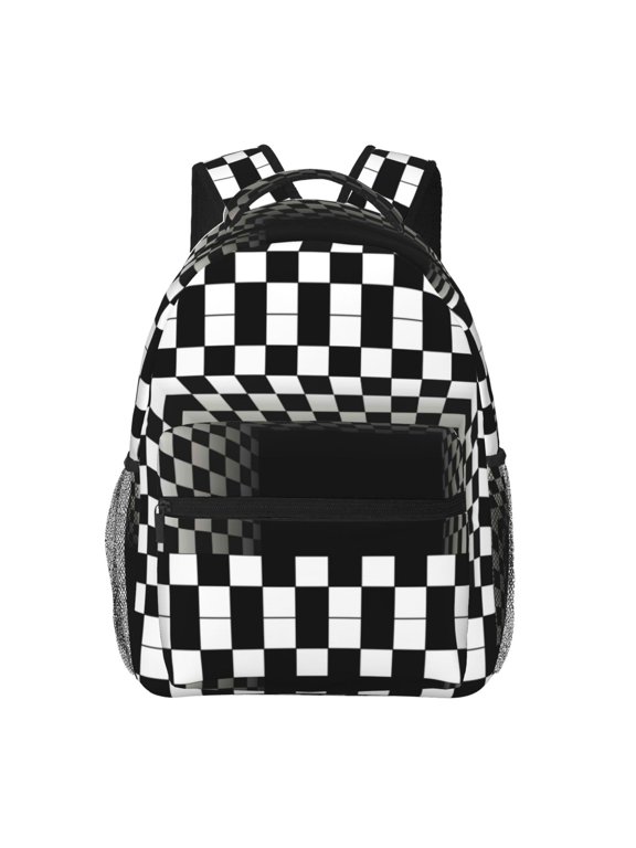 3d Black and White Checkerboard Tunnel Print Laptop Backpack Lightweight Casual Travel Daypack for College Workplace Travel
