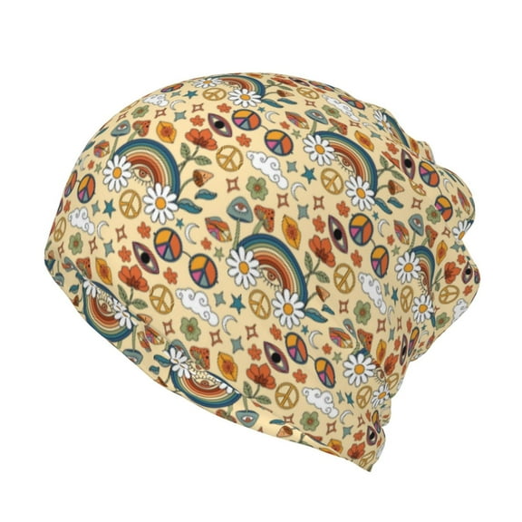 Hirioo 70s Hippie Style for Multifunction Beanie Hat for Men and Women Unisex for Winter Sports, Outdoor Activities, and Daily Wear