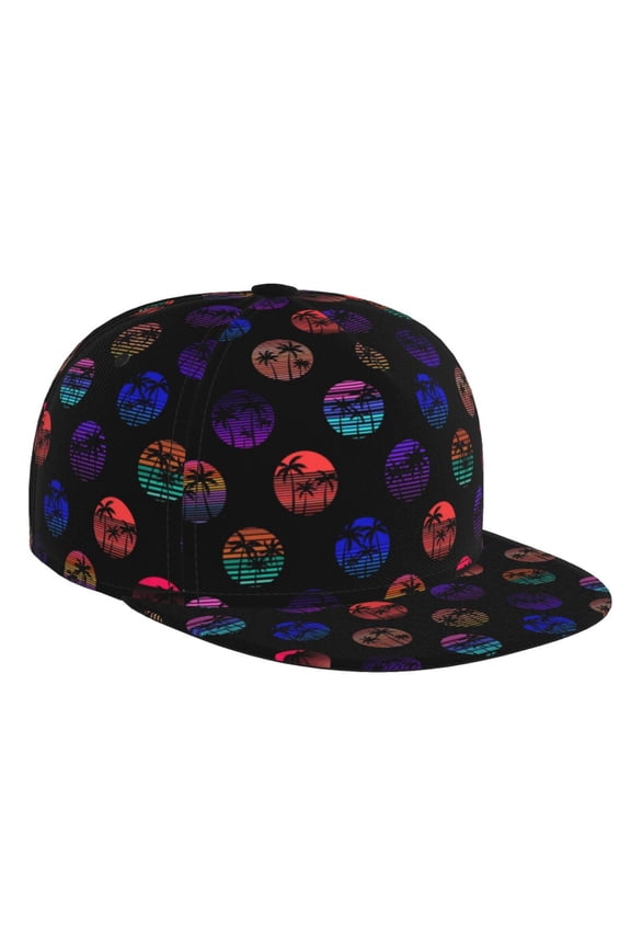 80s Style Palm Trees for Baseball Cap Men Cap Flat Brim for Men Women Teens Adjustable Baseball Cap