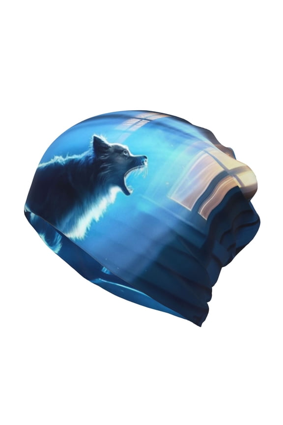 A Wolf Barks Out A Window for Multifunction Beanie Hat for Men and Women Unisex for Winter Sports, Outdoor Activities, and Daily Wear