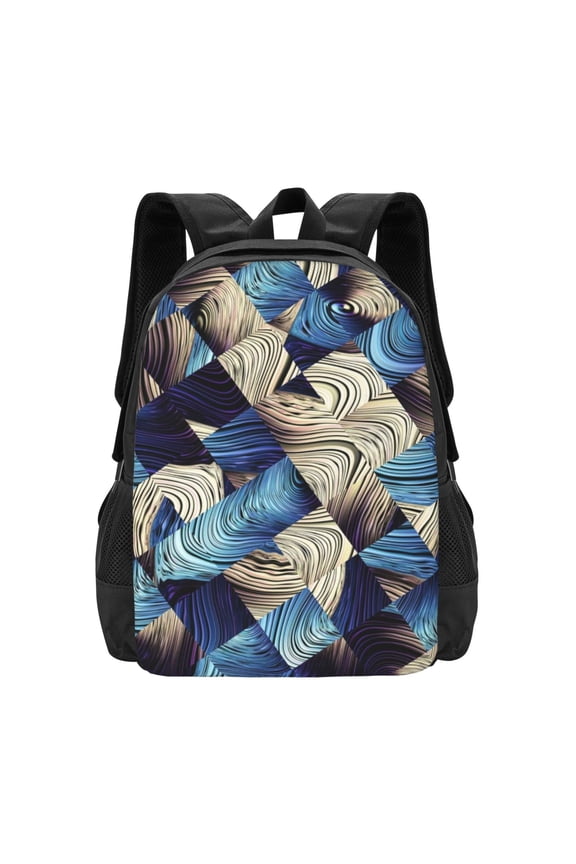 Abstract Blue Squares for Minimalist Backpack Large Capacity Backpack Travel Backpack For School