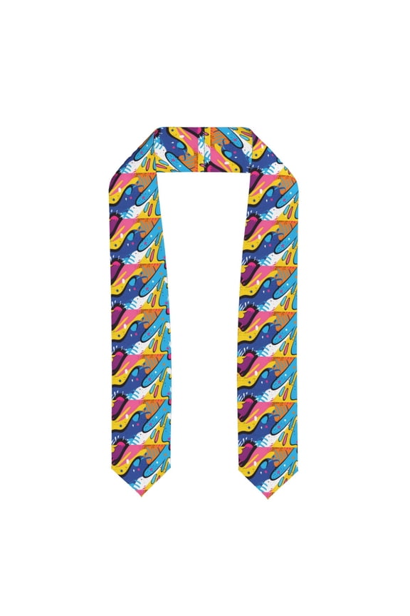 Abstract Color Splash for 72" Graduation Shawl Stole Unisex Adults Graduation Sash Honor Graduation Stole for High School and College-Flattened