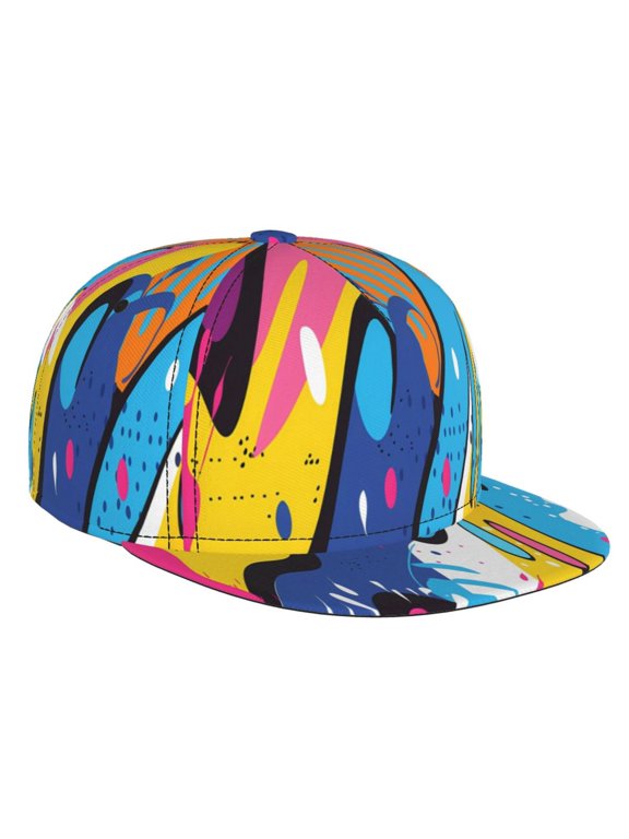 Abstract Color Splash for Baseball Cap Men Cap Flat Brim for Men Women Teens Adjustable Baseball Cap