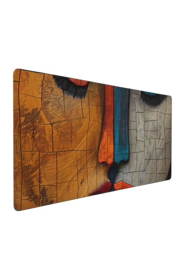 Abstract Colorful Duality for Mouse Pad ,Anti-Slip Base, Durable Stitched Edges, Perfect for Gaming, Office, and Home Use,16x35.5in