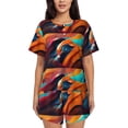 thumbnail image 1 of Hirioo Abstract Fabric Color Waves for Women's 2 Piece Short-Sleeved Pajama PJ Sets for Women Shorts with Pockets Womens Lounge Set-3X-Large, 1 of 6