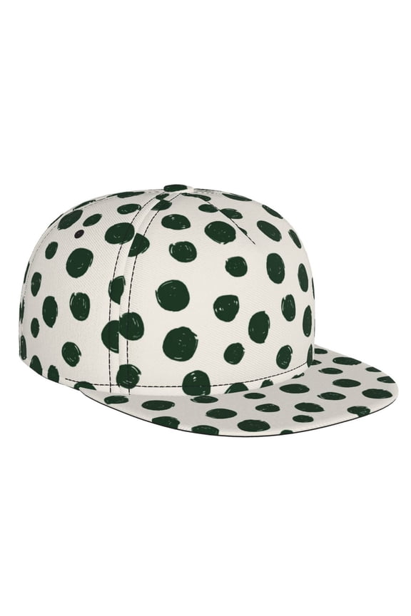 Abstract Green Polka Dot for Baseball Cap Men Cap Flat Brim for Men Women Teens Adjustable Baseball Cap