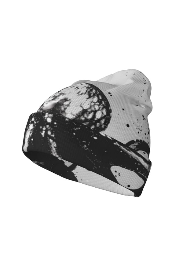 Abstract Ink Octopus for Men's Knit Cuffed Beanie for Outdoor Activities Unisex