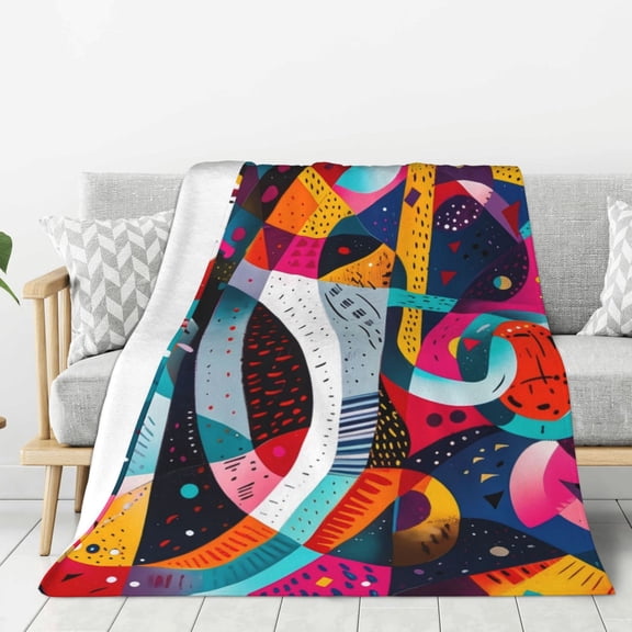 Hirioo Abstract Jazz Instrumental for Flannel Blanket, Cozy and Warm Throw for Bed or Couch ,Perfect for All Seasons-80"x60"