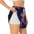 thumbnail image 1 of Hirioo Abstract Line Turtle for Women's Double Layer Athletic Shorts High-Performance Gym Shorts with Inner Pocket, Elastic Waistband-X-Large, 1 of 7