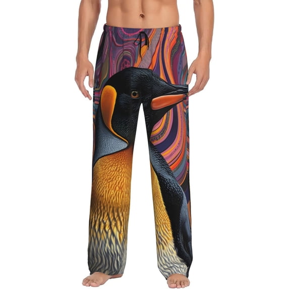 Hirioo Abstract Pattern Penguin for Men's PJ Pajama Pants Sleep Pants Men's Home Trousers with Pockets,S-3XL-Small