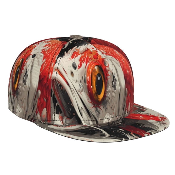 Hirioo Abstract Red Koi Fish Art for Baseball Cap Men Cap Flat Brim for Men Women Teens Adjustable Baseball Cap