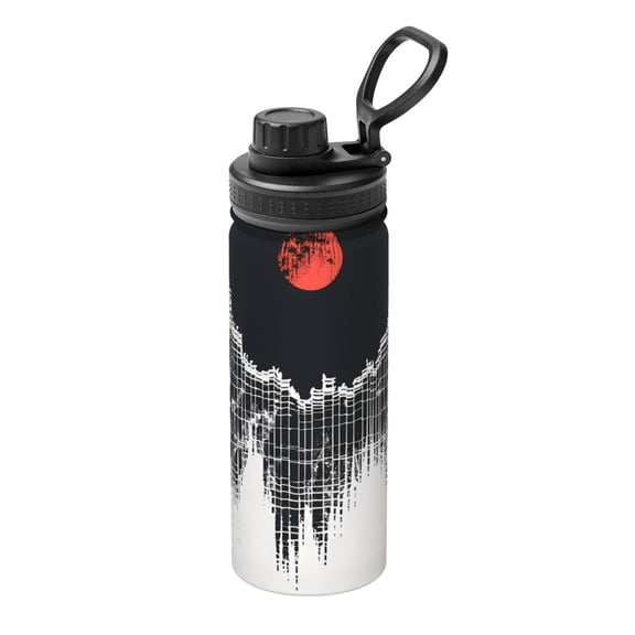 Hirioo Abstract Red Sun Design for 18oz Sports Insulated Kettle for Gym Hiking Camping Running Mountain Bike Outdoor Sports