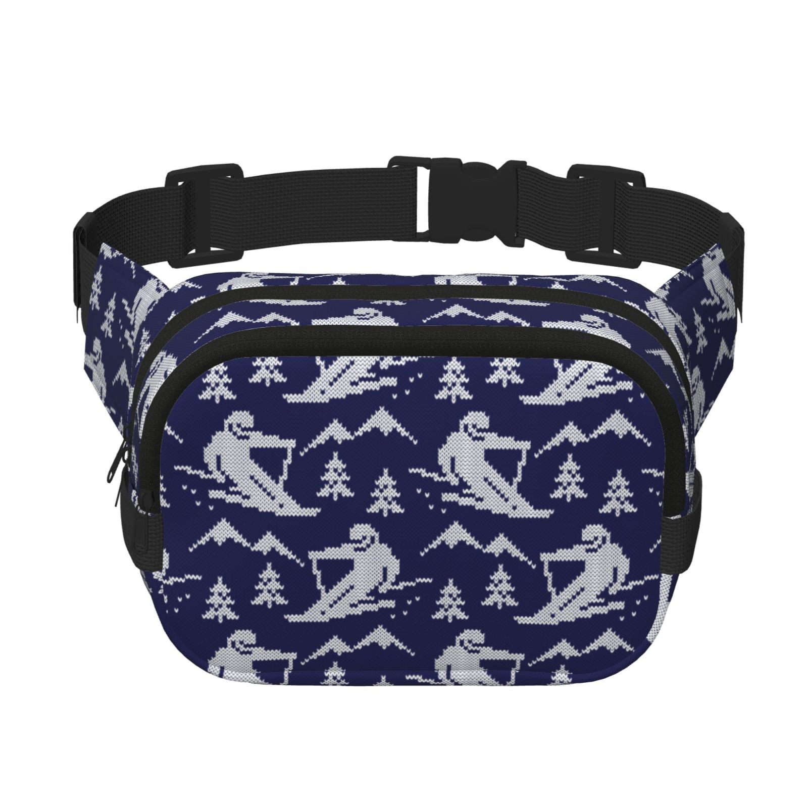 Hirioo Abstract Skiing for Double Layer Waist Bag Adjustable Fanny Pack For Travel Running Hiking