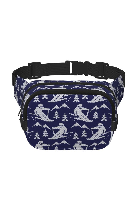 Abstract Skiing for Double Layer Waist Bag Adjustable Fanny Pack For Travel Running Hiking