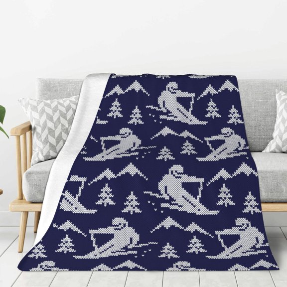 Hirioo Abstract Skiing for Flannel Blanket, Cozy and Warm Throw for Bed or Couch ,Perfect for All Seasons-80"x60"