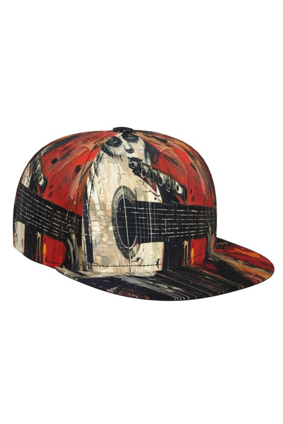 Abstract Skull Guitar Art for Baseball Cap Men Cap Flat Brim for Men Women Teens Adjustable Baseball Cap