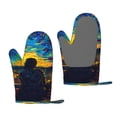 thumbnail image 1 of Hirioo Abstract Starry Sky for Silicone Oven Mitts for BBQ, Baking, Cooking, Set of 2, Heat Resistant 260℃, Non-Slip Kitchen Essentials, 1 of 6