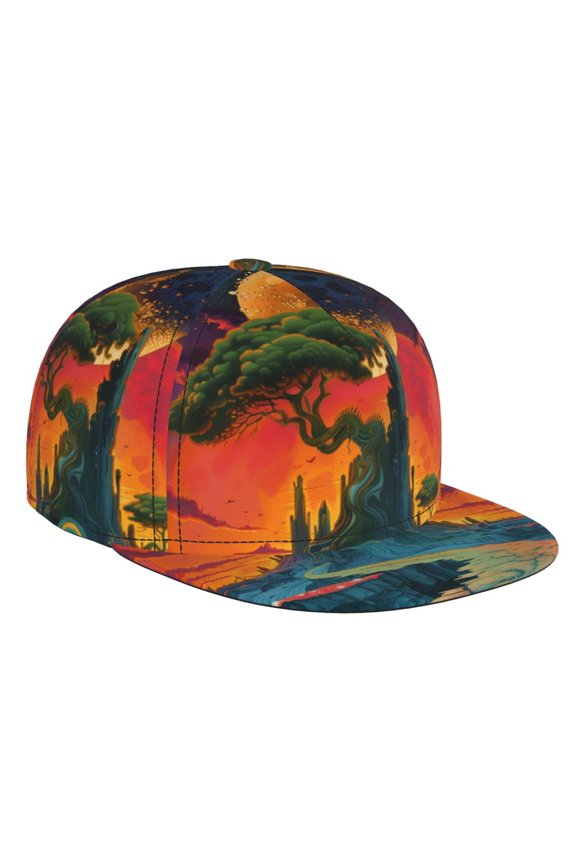 Abstract Tree Castle for Baseball Cap Men Cap Flat Brim for Men Women Teens Adjustable Baseball Cap