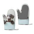 thumbnail image 1 of Hirioo Adorable Puppy Portrait for Silicone Oven Mitts for BBQ, Baking, Cooking, Set of 2, Heat Resistant 260℃, Non-Slip Kitchen Essentials, 1 of 6