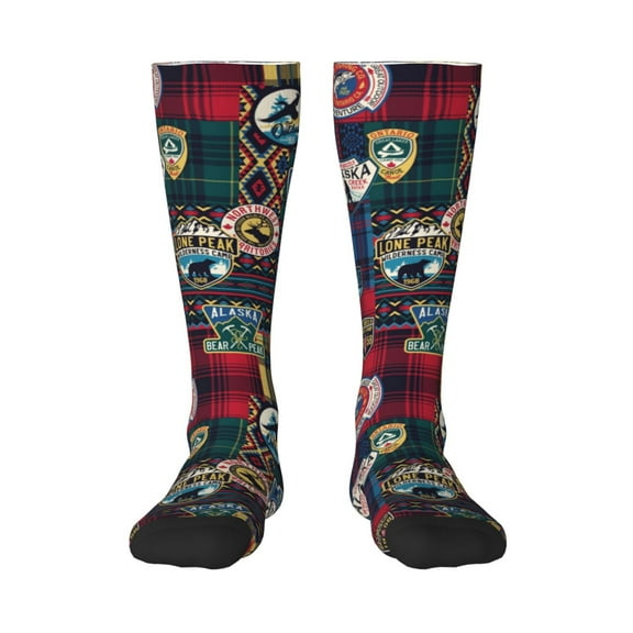 Hirioo Adventure Camping Badge for Adult Stockings Breathable Sock Non-Pilling,Contrasting Color Design