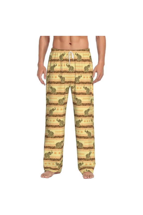 African tribal elephant for Men's PJ Pajama Pants Sleep Pants Men's Home Trousers with Pockets,S-3XL-3X-Large