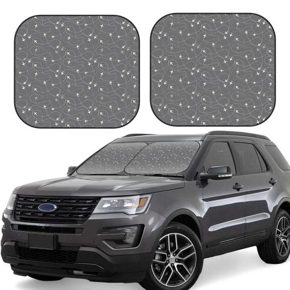 Hirioo Airplane Routes Around The World for 2PCS Windshield Sun Shade Foldable | Front Windshield Shade for Sun, Heat and UV Rays-Large