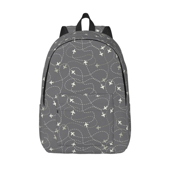 Hirioo Airplane Routes Around The World Canvas Backpack, Durable Travel Backpack with Multiple Compartments,Large Capacity, Backpack for School, Hiking, Work
