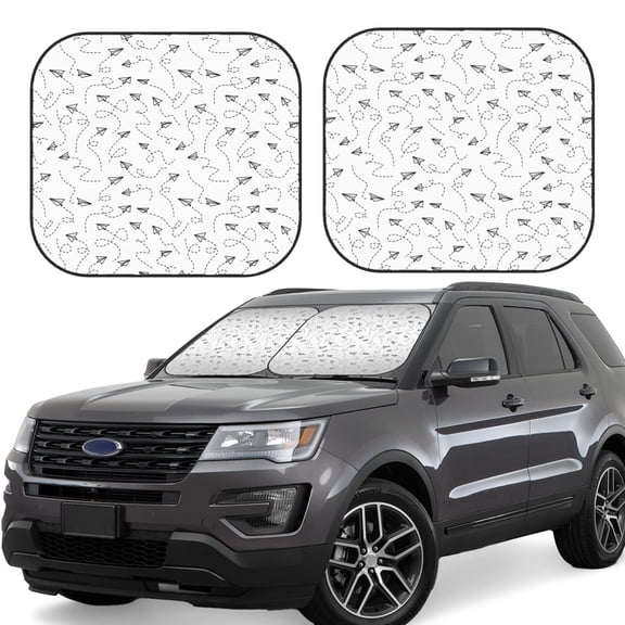 Hirioo Airplane for 2PCS Windshield Sun Shade Foldable | Front Windshield Shade for Sun, Heat and UV Rays-Medium