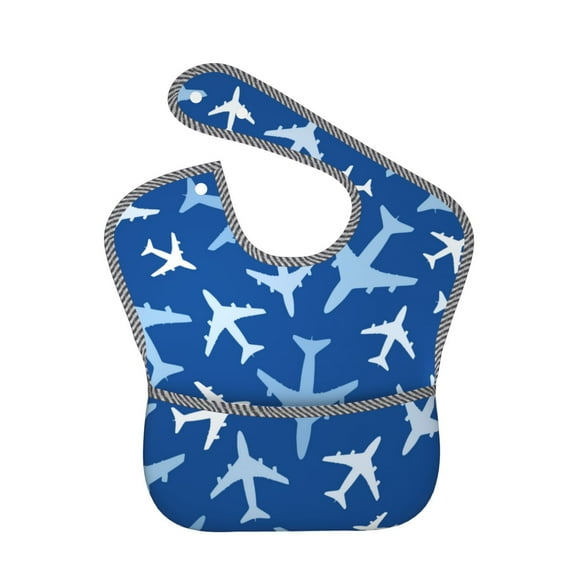 Hirioo Airplanes in the Sky for Baby Waterproof Pocket Bib Adjustable Closed for Babies Toddlers with Large Pocket 6-24Months