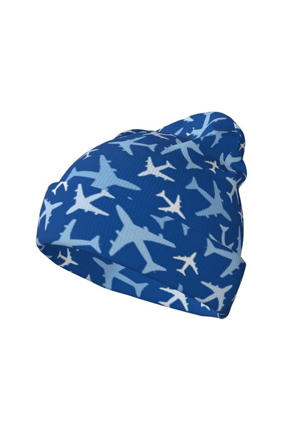 Airplanes in the Sky for Men's Knit Cuffed Beanie for Outdoor Activities Unisex