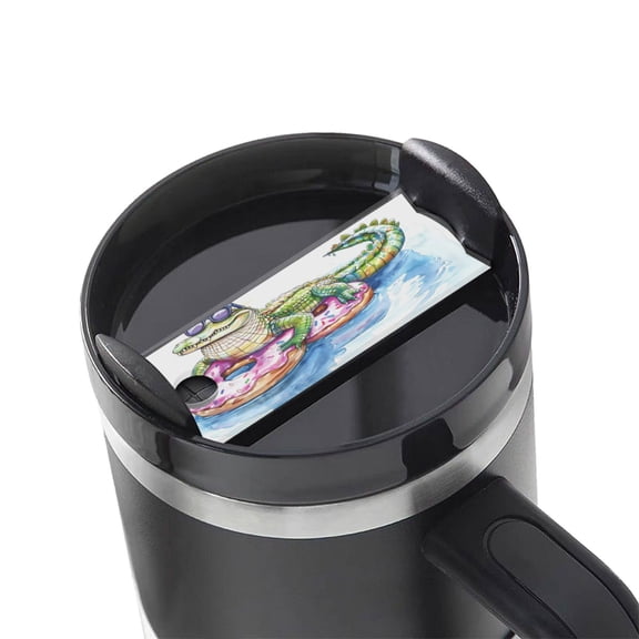 Hirioo Alligator Donut Pool Float for Stanley Cup Lid Nameplate Personalized Acrylic Nameplate Tumbler Lid Topper(30oz , 40oz)