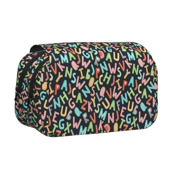 Hirioo Alphabet for Large Grid Mesh Pencil Case with Zipper Stationery Organizer Case