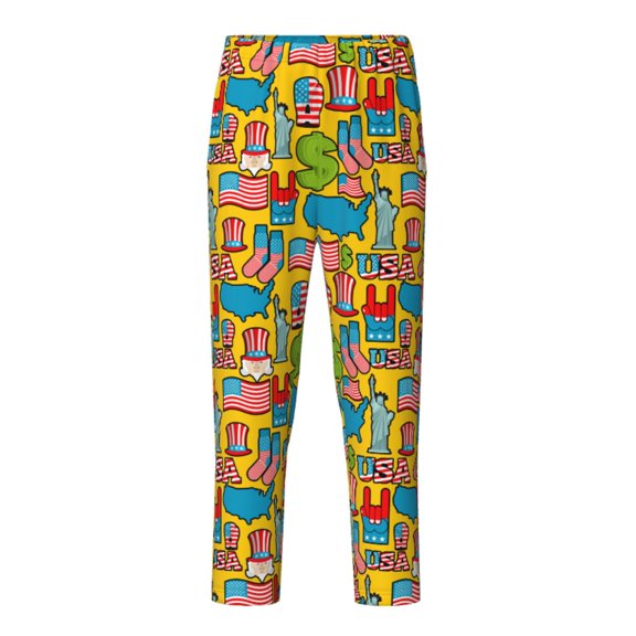 Hirioo America Symbols for Teenagers' Pajama Pants Womens Lounge Pants with Pockets Pj Bottoms Pants for Men-XS(5-6)