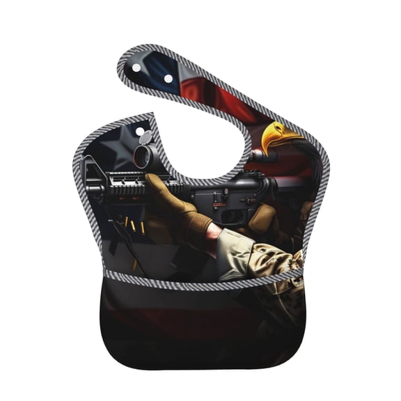 Hirioo American Bald Eagle Warrior for Baby Waterproof Pocket Bib Adjustable Closed for Babies Toddlers with Large Pocket 6-24Months