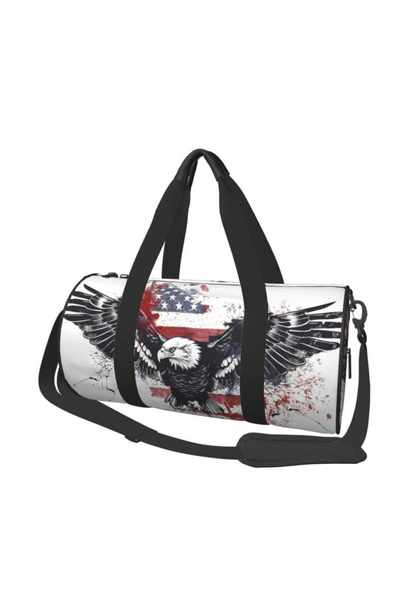 American Flag Eagle Art for Round Large Capacity Travel Luggage Bag Weekend Getaway Bag for Gym Beach Swim Bag Men Women