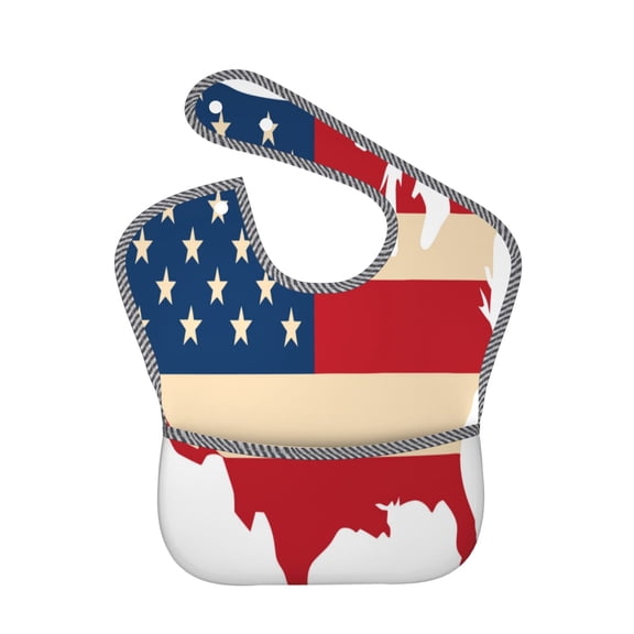 Hirioo American Flag Map for Baby Waterproof Pocket Bib Adjustable Closed for Babies Toddlers with Large Pocket 6-24Months